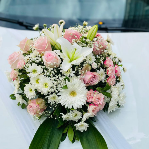 Pembe Gül Gelin Arabası Süslemesi